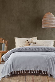 L'essentiel linge de maison Manta Sidney Light Grey de doble piqué